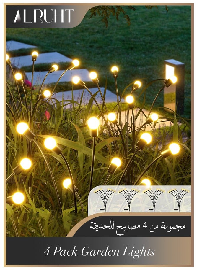 الروهيت مجموعة من 4 مصابيح يراعة تعمل بالطاقة الشمسية، 8 قطع من مصابيح يراعة LED خارجية مقاومة للماء، مصابيح متأرجحة على شكل نجمة، مصابيح زخرفية للحديقة تعمل بالطاقة الشمسية، ديكور ممر الفناء (إضاءة دافئة) - Image 1