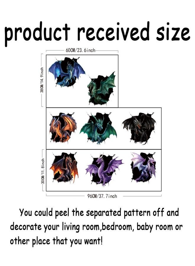 SUPERDANT Dragon 3D Wall Sticker 3D Wall Decals Peel and Stick Vinyl Art Decor 3D Dragon Stickers Decals for Boys Room Livingroom Bedroom Wall Decor Large Size Wall Decor - Image 2