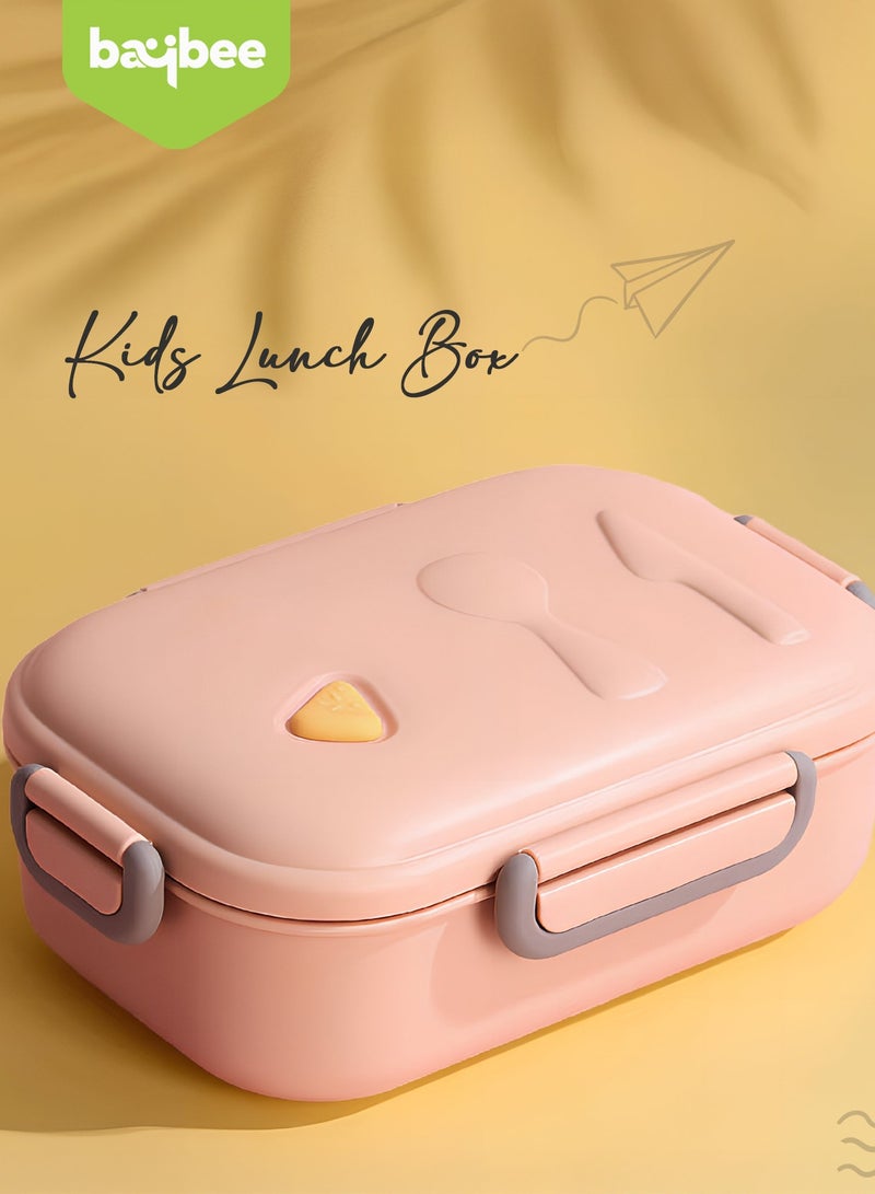 Baybee 1050 ML School Lunch Boxes for Kids with 3 Compartment | BPA Free, Food Grade Leak Proof Tiffin Box for School, Picnic & Outdoor | Hot Microwave Safe Food Container Kids Lunch Box for Boys Girls Pink - Image 2