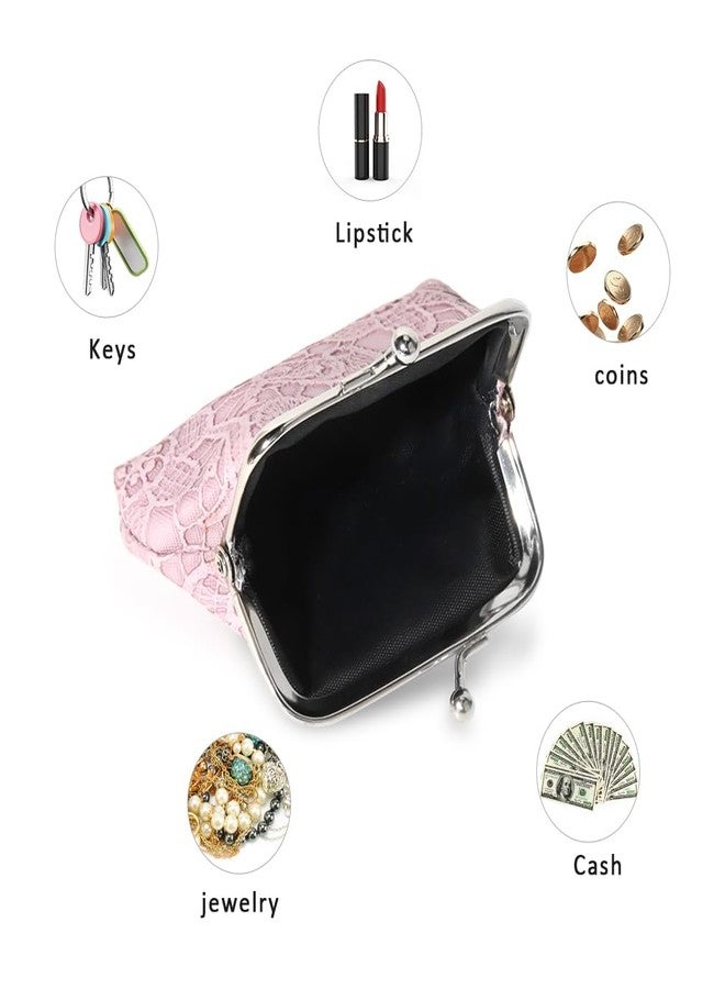 Oyachic 4PCS Small Coin Purse Lace Wallet Kiss Lock Clasp Change Pouch Clutch Handbags Mini Handbag Makeup Bag Women - Image 4