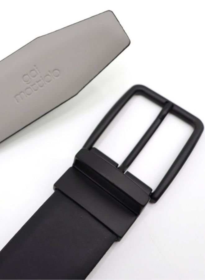 جاي ماتيولو حزام جاي ماتيولو للرجال من جلد العجل مزدوج الوجه - قابل للعكس - حزام إيطالي الصنع بعرض 35 مم - Image 4