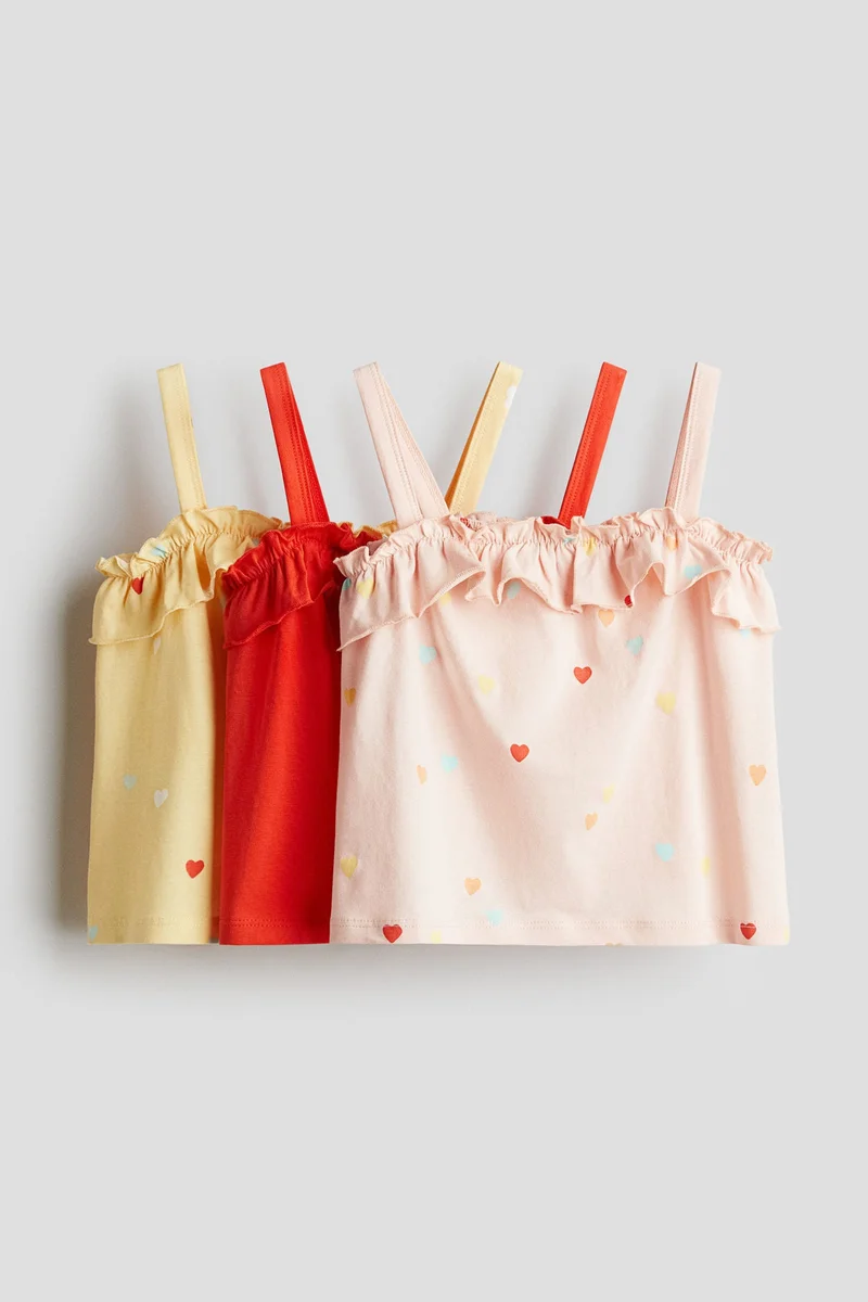 H&M 3-pack flounce-trimmed strappy tops