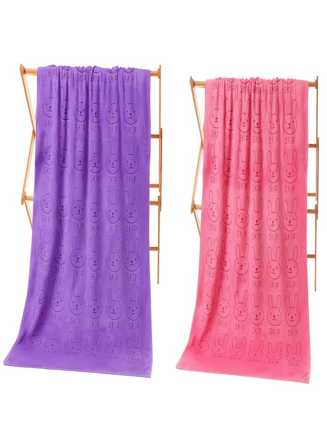 EIO Microfibre Bath Towels for Kids -Extra Soft/Quick Dry/Strong Water Absorbent/Bathing Towel for Kids,Boys and Girls Pack of 2 (Towel Medium Set-1Towel Medium Set-3) - Image 1