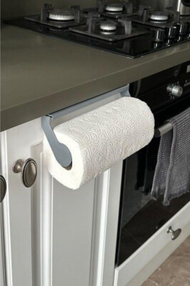 Primanova Paper towel rack under cabinet & wall mounted roll paper holder for kitchen & bathroom plastic grey  - Image 2