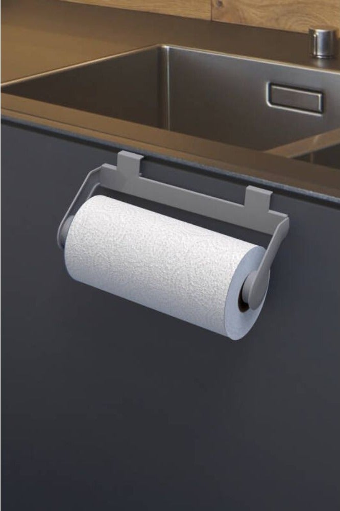 Primanova Paper towel rack under cabinet & wall mounted roll paper holder for kitchen & bathroom plastic grey  - Image 3