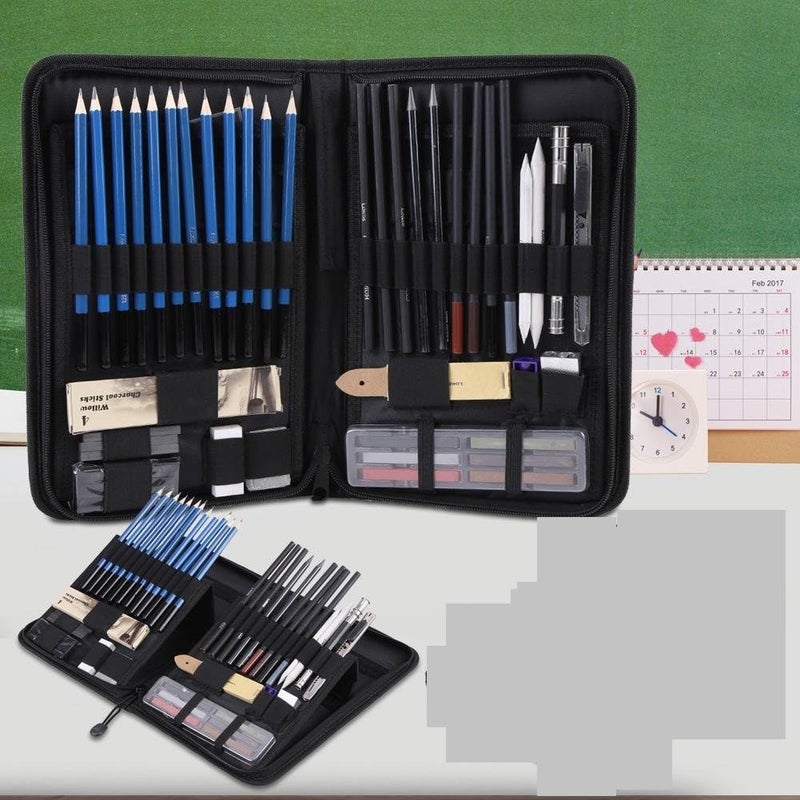 53 Arts 53ARTS 48PCS Professional Sketching Drawing Pencils Kit Carry Bag Art Painting Tool Set - Image 2