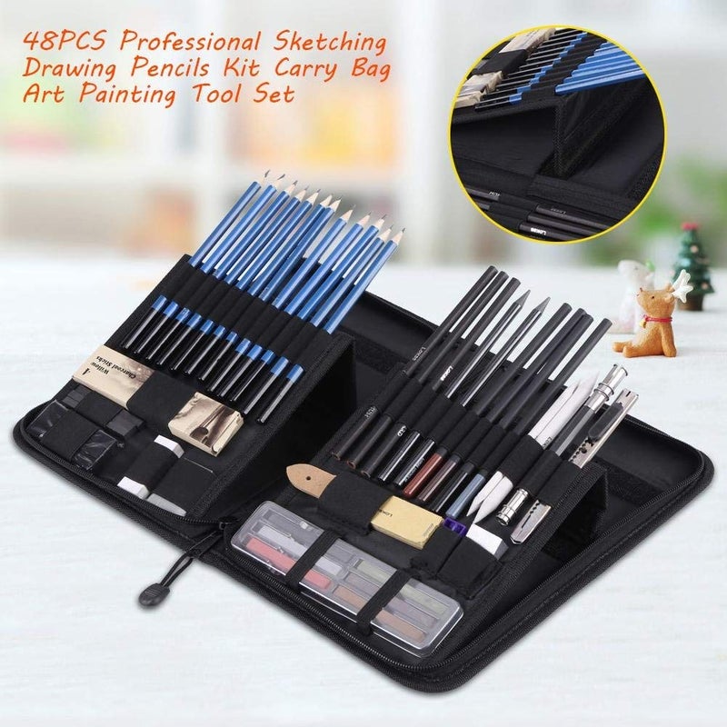 53 Arts 53ARTS 48PCS Professional Sketching Drawing Pencils Kit Carry Bag Art Painting Tool Set - Image 3