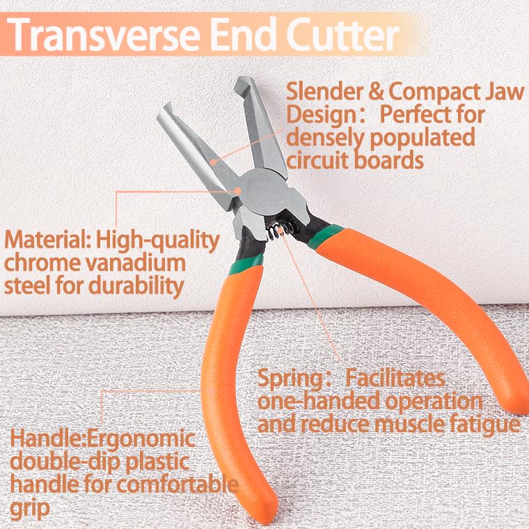 LEONTOOL 6-Inch Transverse End Cutter SMT/SMD Chip Cutters Side Cutting Pliers Front Angle Cutter Nipper End Cutter with Extra Long Flat Nose Tip Cutter 90 Degree Blade Precision Plastic Model - Image 2
