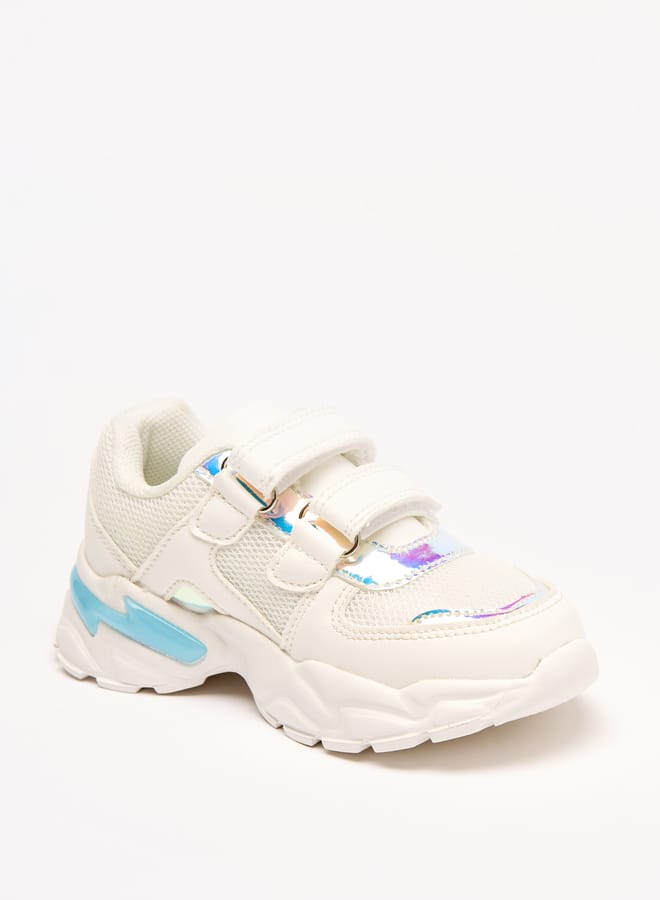 JUNIORS Panelled Sneakers with Hook and Loop Closure - Image 1