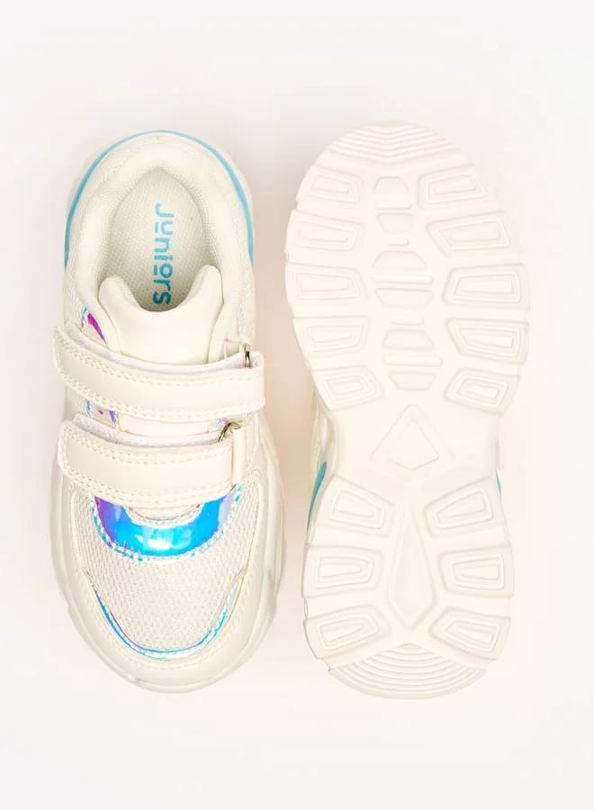 جونيورز Panelled Sneakers with Hook and Loop Closure