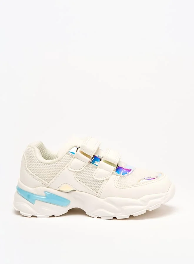 جونيورز Panelled Sneakers with Hook and Loop Closure