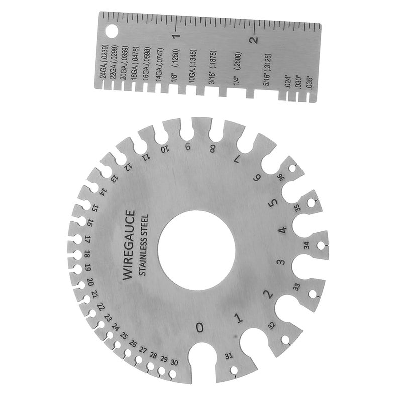 Stainless Steel Welding Inspection Thickness Gauge Set 2pcs with Scales Portable Metal Measuring Tool - Image 1