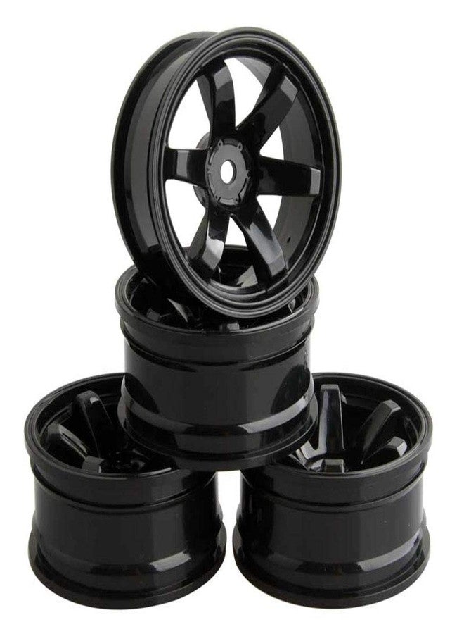 LAFEINA 4PCS Plastic Wheels Rims Diameter 52mm for 1/10 Scale On Road Touring Racing Drift Car HSP HPI Tamiya Yokomo (Black) - Image 1