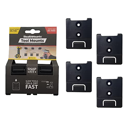 StealthMounts Tool Holder Compatible with Porter Cable 20V (4 Pack) - Black | StealthMounts Locking Tool Mounts | Made in the UK - Image 1