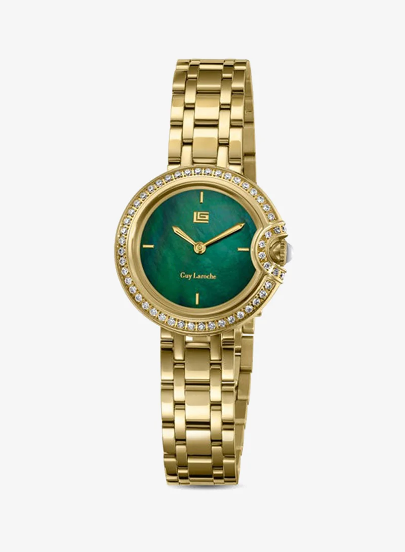 غاي لاروش Morgan Yellow Gold Plated Stainless Steel Bracelet Analog Watch for Women, 28mm