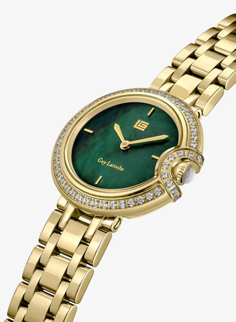 غاي لاروش Morgan Yellow Gold Plated Stainless Steel Bracelet Analog Watch for Women, 28mm