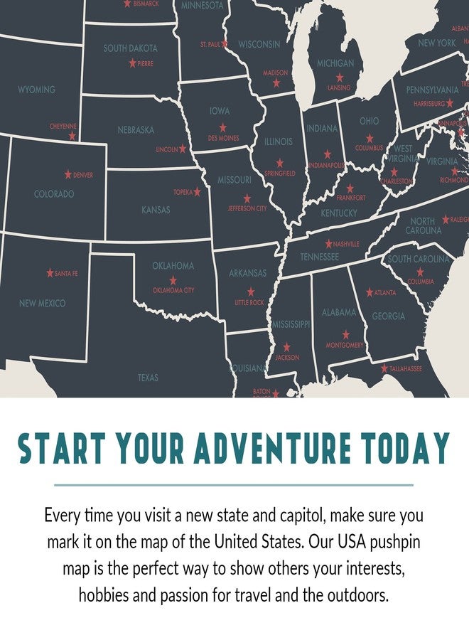 Epic Adventure Maps خرائط مغامرات ملحمية - ملصق خريطة مغامرات السفر في ولايات الولايات المتحدة الأمريكية - يتضمن دبابيس تثبيت - بيج / 24 × 17 بوصة - Image 2