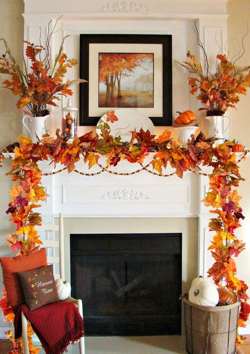 DearHouse 2 Pack Fall Garland Maple Leaf, 5.9Ft/Piece Artificial Autumn Foliage for Home Decor - Image 2