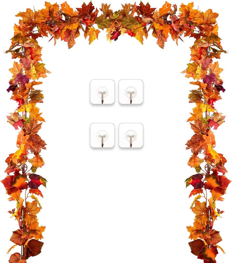 DearHouse 2 Pack Fall Garland Maple Leaf, 5.9Ft/Piece Artificial Autumn Foliage for Home Decor - Image 3