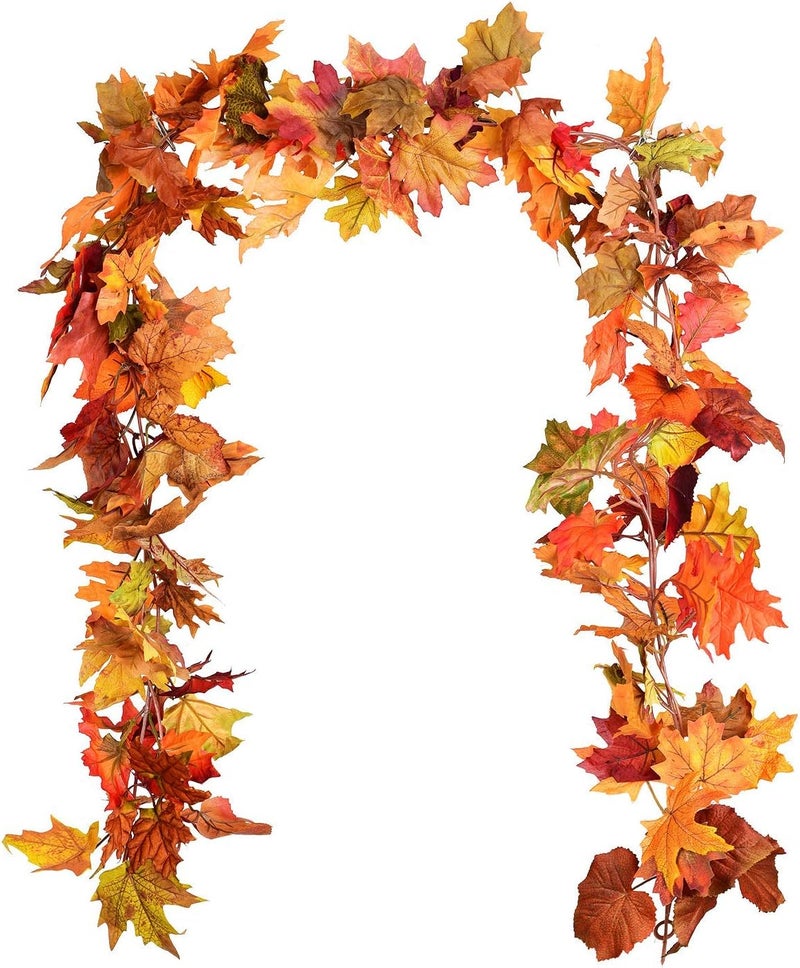 DearHouse 2 Pack Fall Garland Maple Leaf, 5.9Ft/Piece Artificial Autumn Foliage for Home Decor - Image 1