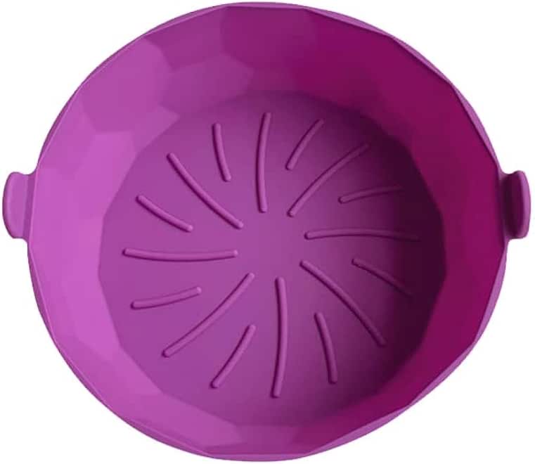 Air Fryer Silicone Pot, 20 cm Non-Stick Food Basket, Food Safe Oven Accessories, Replacement of Parchment Paper, Reusable Baking Pan Liner Fits 3.6 To 6.8QT Air Fryer (Purple, Round, 16-20cm)