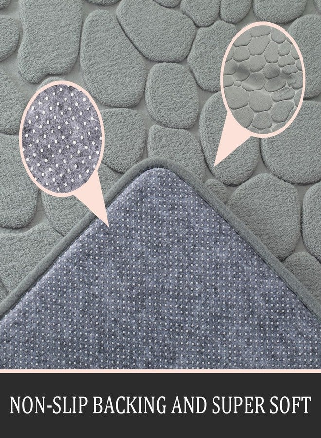 YIHOUSE Bathroom Rugs Mat Set 2 Piece Light Grey, Memory Foam Bath Mats Sets, Non Slip Water Absorbent Washable Bath Rugs for Sink, Toilet and Floor - Image 2