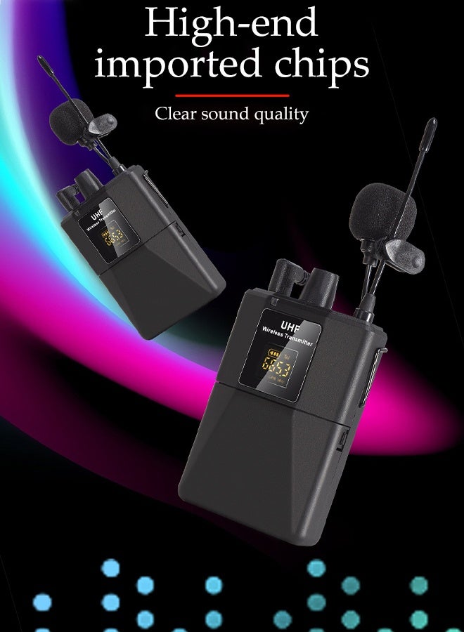 DUNISO Wireless Headset Microphone,Lavalier Lapel Mic，Equipped With a Conversion Head, Charging Wire, And Battery，Anti Interference，Intelligent Noise Reduction，Suitable For Teaching Conferences, Stage Performances, Outdoor Performances, Business Speeches  - Image 3