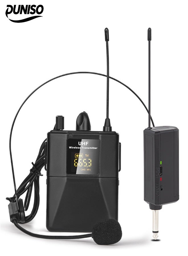 DUNISO Wireless Headset Microphone,Lavalier Lapel Mic,Equipped With a Conversion Head, Charging Wire, And Battery,Anti Interference,Intelligent Noise Reduction,Suitable For Teaching Conferences, Stage Performances, Outdoor Performances, Business Speeches