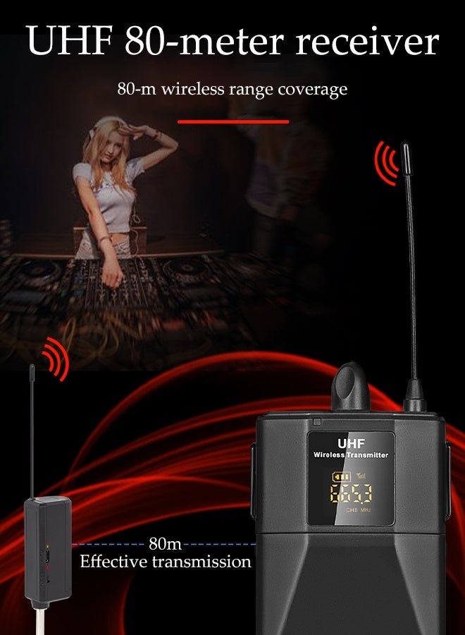 DUNISO Wireless Headset Microphone,Lavalier Lapel Mic，Equipped With a Conversion Head, Charging Wire, And Battery，Anti Interference，Intelligent Noise Reduction，Suitable For Teaching Conferences, Stage Performances, Outdoor Performances, Business Speeches  - Image 5