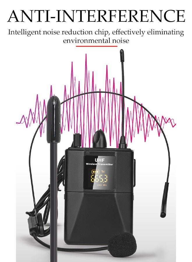 DUNISO Wireless Headset Microphone,Lavalier Lapel Mic，Equipped With a Conversion Head, Charging Wire, And Battery，Anti Interference，Intelligent Noise Reduction，Suitable For Teaching Conferences, Stage Performances, Outdoor Performances, Business Speeches  - Image 4