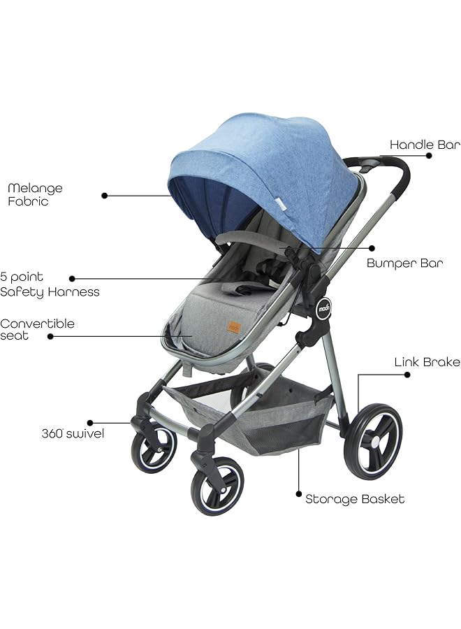 إيروريكس عربة أطفال برو 2 في 1 قابلة للتحويل إلى سرير محمول قابل للعكس مناسبة للأطفال حديثي الولادة والرضع - Image 2