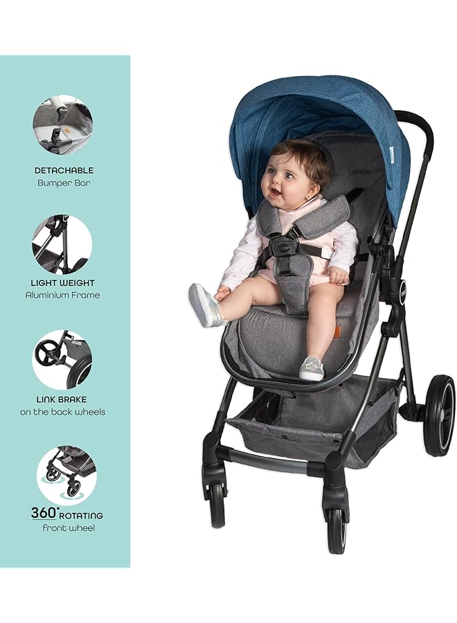 إيروريكس عربة أطفال برو 2 في 1 قابلة للتحويل إلى سرير محمول قابل للعكس مناسبة للأطفال حديثي الولادة والرضع - Image 3