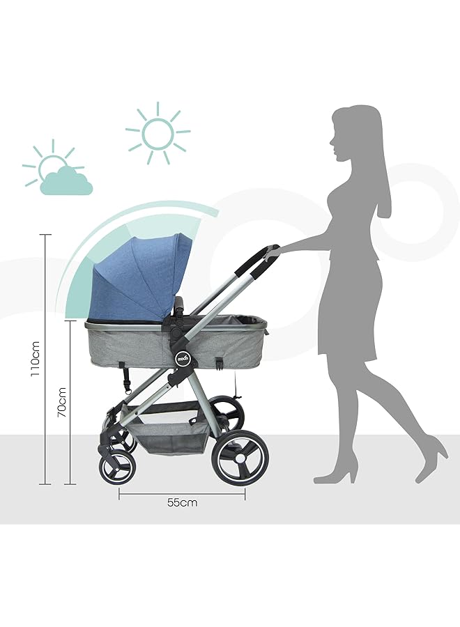 إيروريكس عربة أطفال برو 2 في 1 قابلة للتحويل إلى سرير محمول قابل للعكس مناسبة للأطفال حديثي الولادة والرضع - Image 5