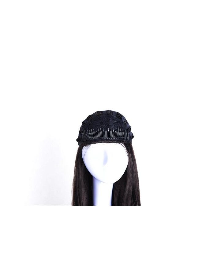 OneDor OneDor 22" Semi Curly Hair Women Ladies 3/4 Half Wig Premium Japanese Synthetic Kanekalon fibers Wigs with Secured Mesh Head Cap (R4)  - Image 4