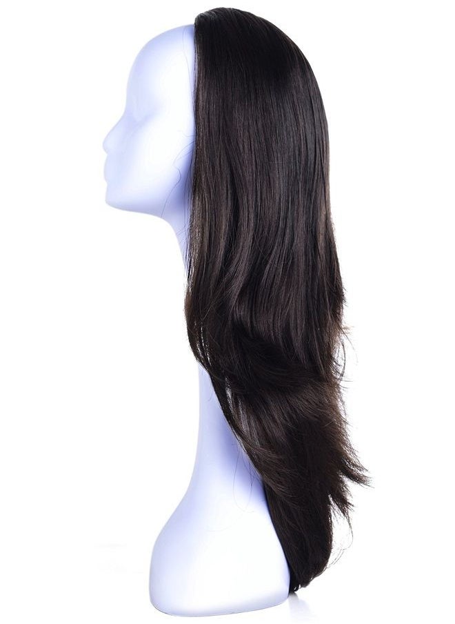 OneDor OneDor 22" Semi Curly Hair Women Ladies 3/4 Half Wig Premium Japanese Synthetic Kanekalon fibers Wigs with Secured Mesh Head Cap (R4)  - Image 2