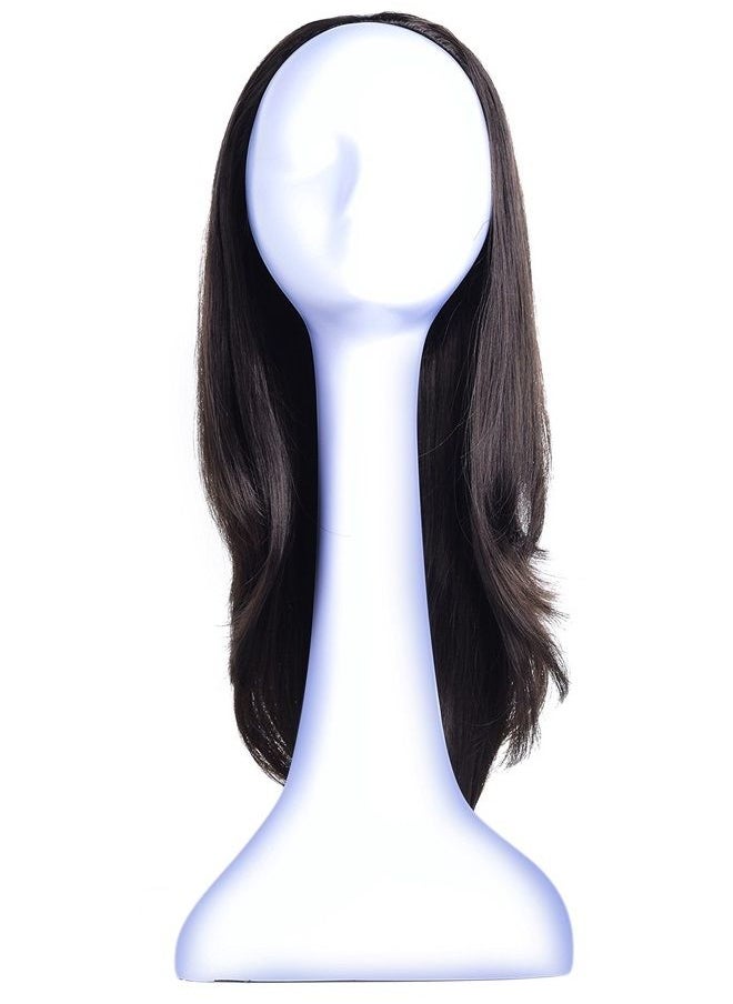 OneDor OneDor 22" Semi Curly Hair Women Ladies 3/4 Half Wig Premium Japanese Synthetic Kanekalon fibers Wigs with Secured Mesh Head Cap (R4)  - Image 3
