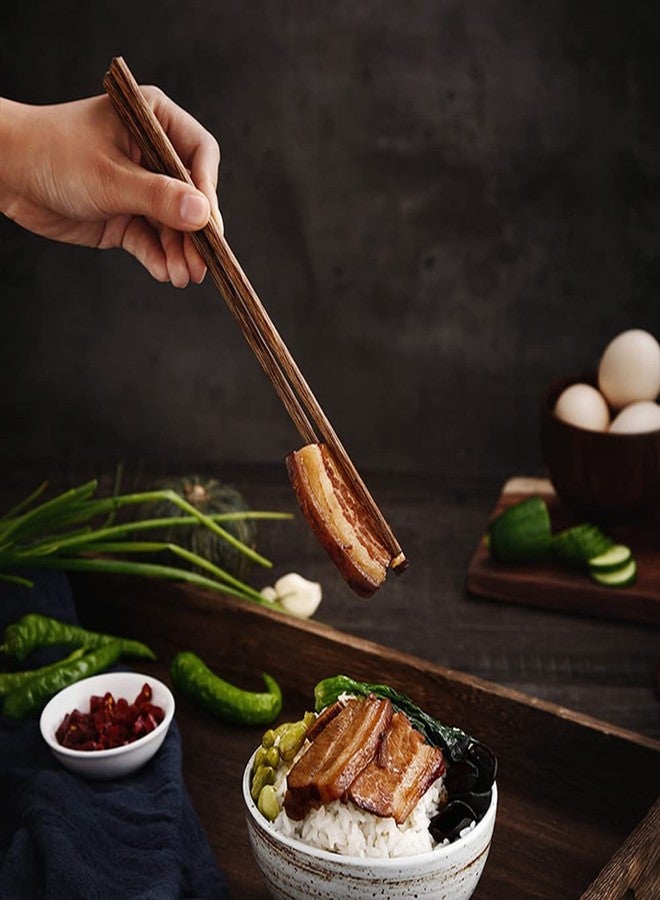 إم. جي عيدان طعام خشبية قابلة لإعادة الاستخدام من إم جي، 10 أزواج من عيدان الطعام المصنوعة من خشب وينجي، مناسبة للمأكولات الصينية واليابانية والكورية، آمنة للغسل في غسالة الأطباق (9.8 بوصة) - Image 4