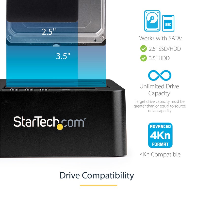 StarTech.com Standalone Hard Drive Duplicator, External Dual Bay HDD/SSD Cloner/Copier, USB to SATA III Docking Station - Image 3