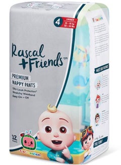 Rascal + Friends Rascal + Friends CoComelon Edition Premium Pant Style Nappies Size 4, 10-15kg, 12hr Absorption, Stretch Waist - 32Pieces  - Image 1