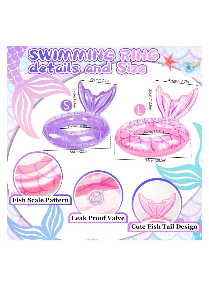 Loquat 2PC Swimming Summer Holiday Water Entertainment Beach Party Essentials, Mermaid Pool Floating Leisure Raft, Children's Rings  - Image 3