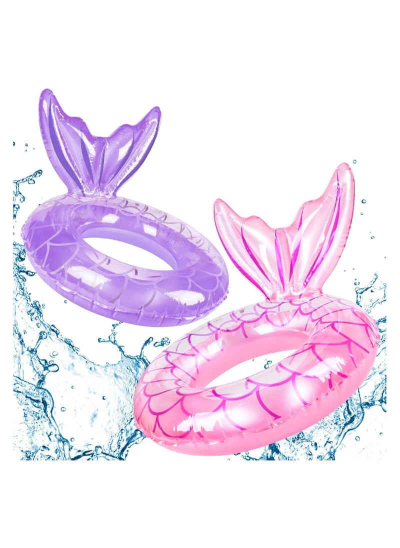 Loquat 2PC Swimming Summer Holiday Water Entertainment Beach Party Essentials, Mermaid Pool Floating Leisure Raft, Children's Rings  - Image 1