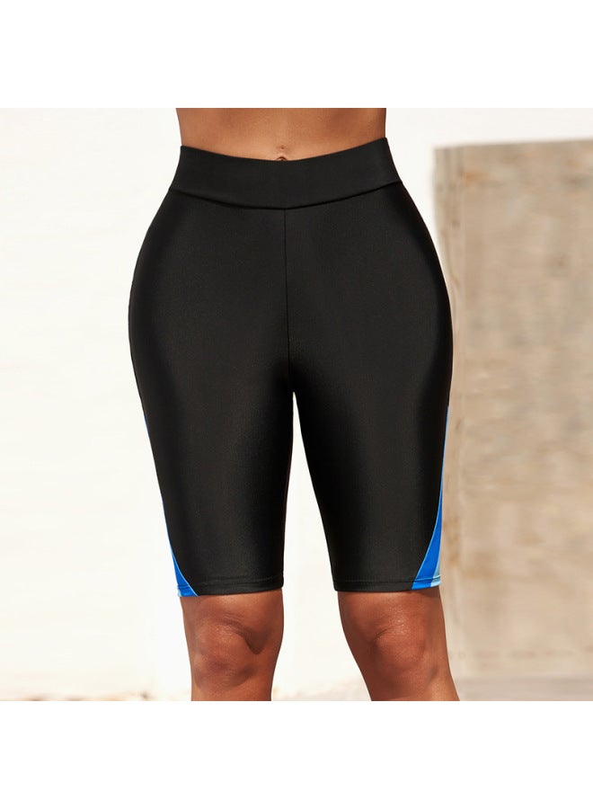 Loquat Mako 2022 Women's Color Contrast Bikini Black Tight Bikini Triangle Printed High Waist Cropped Swim Trunks-Color:Black- - Image 3