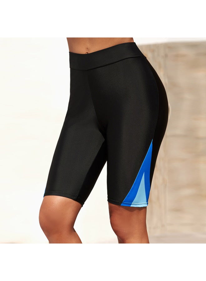 Loquat Mako 2022 Women's Color Contrast Bikini Black Tight Bikini Triangle Printed High Waist Cropped Swim Trunks-Color:Black- - Image 1