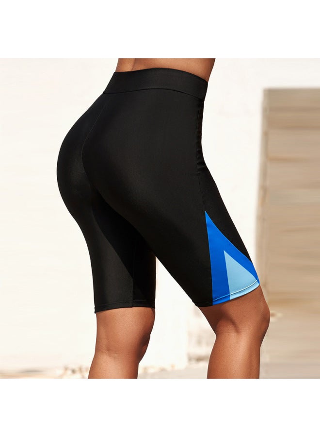 Loquat Mako 2022 Women's Color Contrast Bikini Black Tight Bikini Triangle Printed High Waist Cropped Swim Trunks-Color:Black- - Image 4