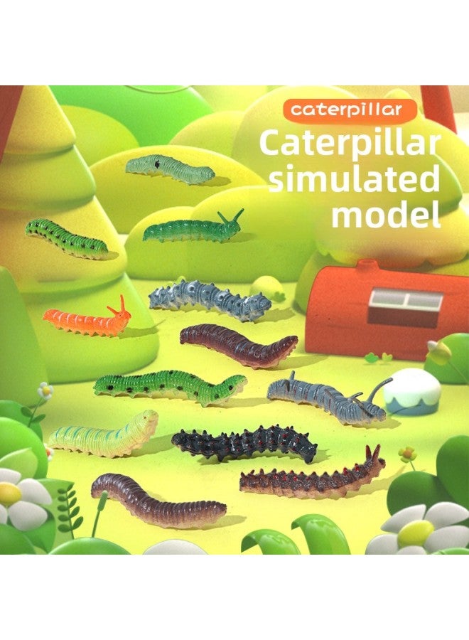 Simulation Of Caterpillar, Caberola, Reptile Insect Animal Model Children's Toys Prank Trick Trick Props-Color:Caterpillar Simulation Model (set Of 12 Models)  - Image 2
