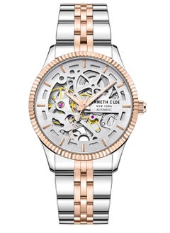 Kenneth Cole New York Kenneth Cole New York 34.5mm Automatic Women's Watch with Silver Dial & Silver, Rose Gold Stainless Steel Bracelet  - Image 1