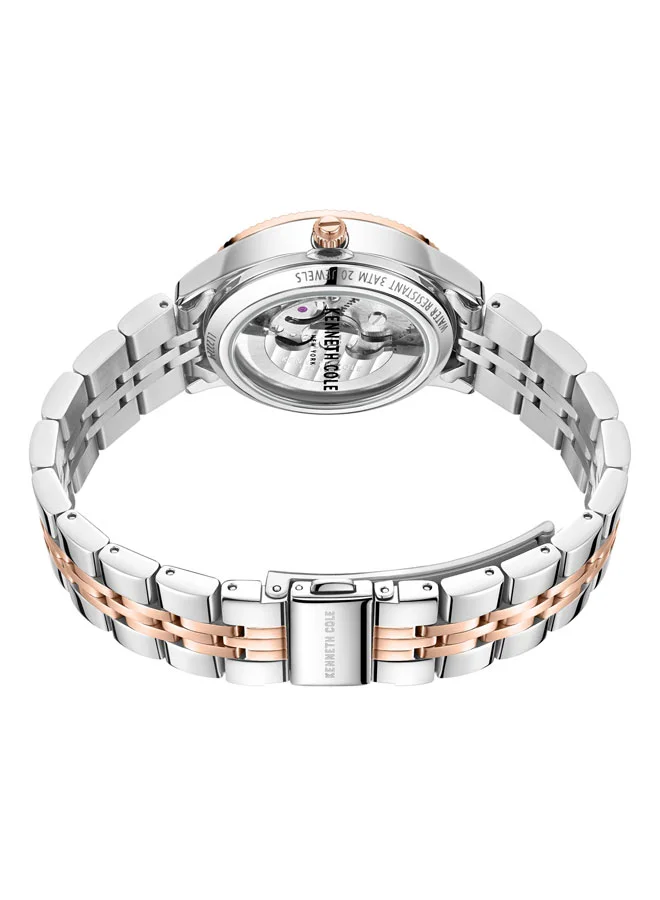 Kenneth Cole New York 34.5mm Automatic Women's Watch with Silver/Rose Gold Stainless Steel Bracelet