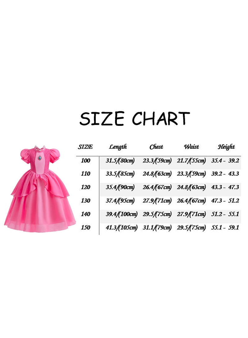 Girls Princess Dressing up with Accessories,Super Mario Princess Costumes,Birthday Party Cosplay Outfits for Girls Gift  - Image 4