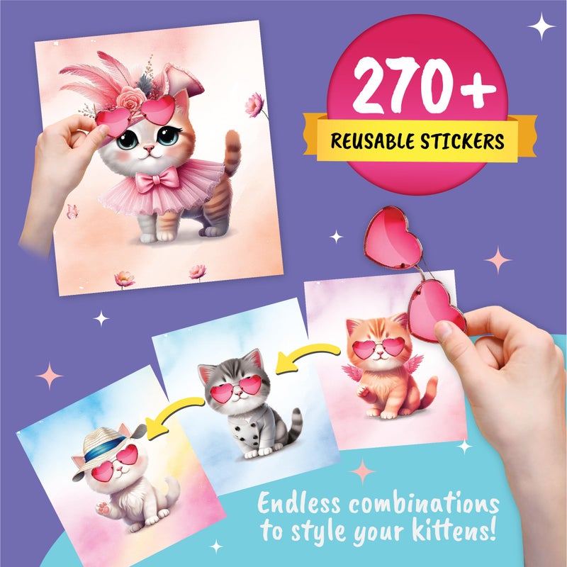 BSCOOL Sticker Dress Up Kitten - Kids Activity and Sticker Book Learn Fashion Design for Kitten with Guides and 270+ Reusable Stickers. Easter Gift for Girls Ages 5,6,7,8 - Image 2