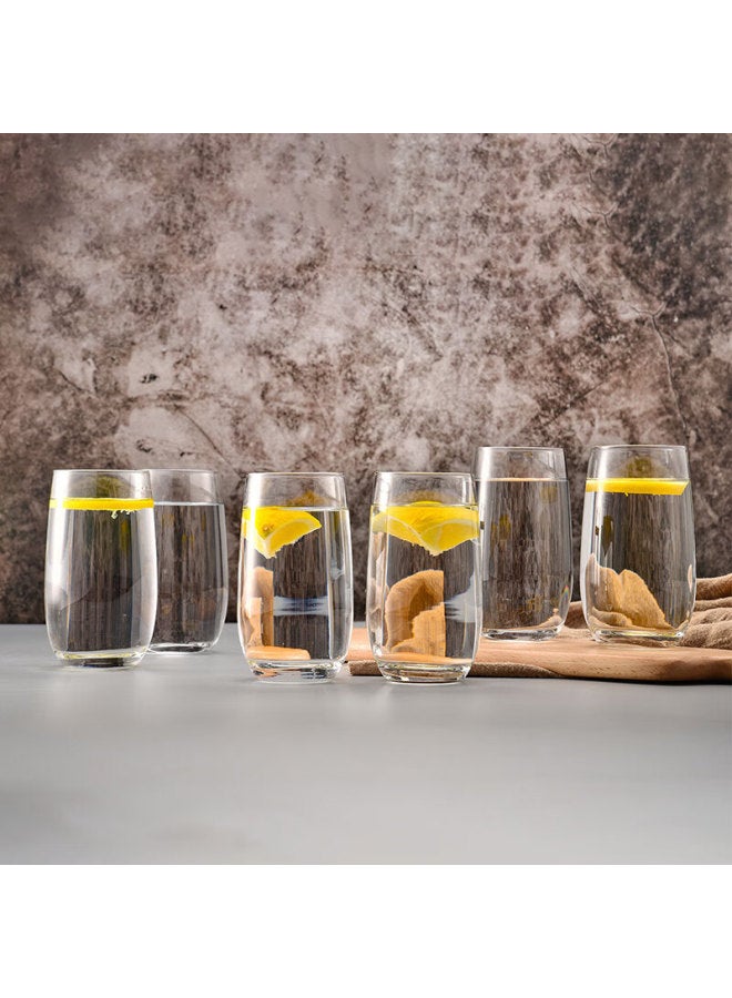 Cliton Glass Water Cup Set Of 6, 375Ml Home Tea Cup Milk Cup Juice Drink Cup Office Water Cup - Image 2